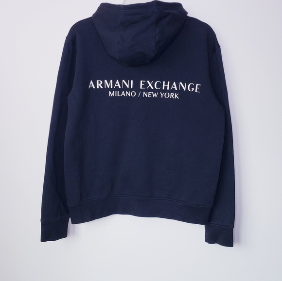 Armani Exchange Milano Hooded Sweatshirt Jacket Black Size Medium - Picture 5 of 13